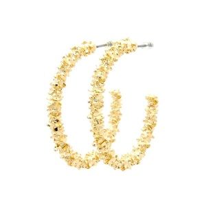 Hoop Earrings Textured 14K Gold Plated Jewelry